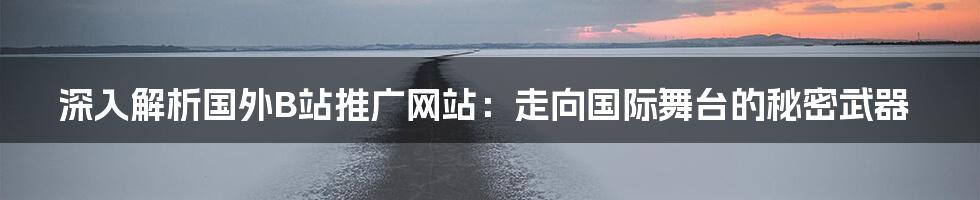 深入解析国外B站推广网站：走向国际舞台的秘密武器