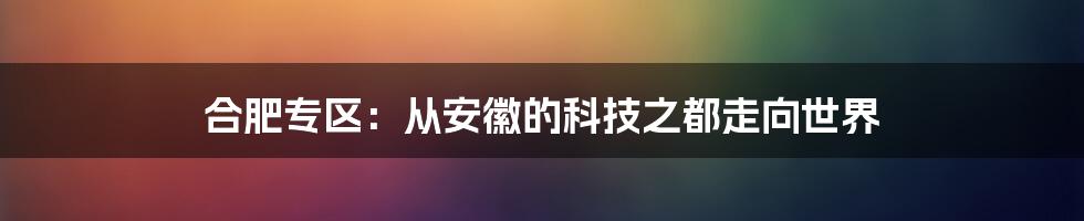 合肥专区：从安徽的科技之都走向世界