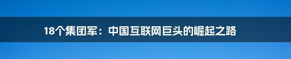 18个集团军：中国互联网巨头的崛起之路