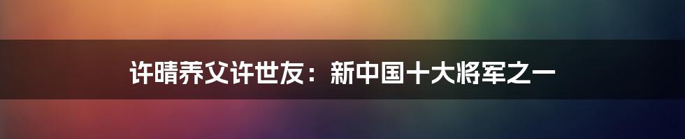 许晴养父许世友：新中国十大将军之一