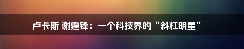 卢卡斯 谢霆锋：一个科技界的“斜杠明星”