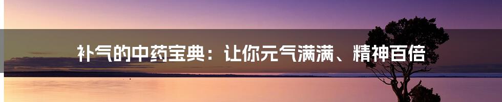 补气的中药宝典：让你元气满满、精神百倍