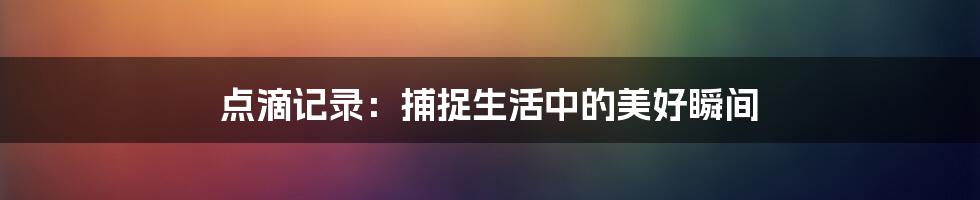 点滴记录：捕捉生活中的美好瞬间