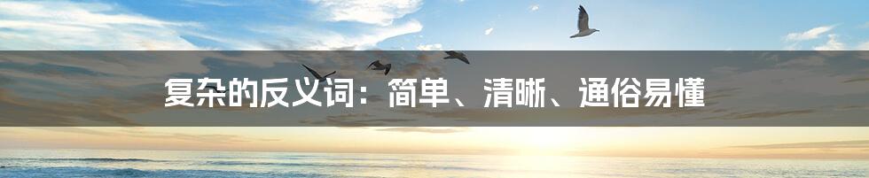 复杂的反义词：简单、清晰、通俗易懂