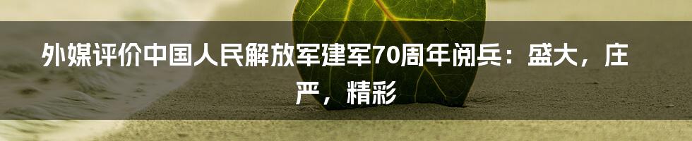 外媒评价中国人民解放军建军70周年阅兵：盛大，庄严，精彩