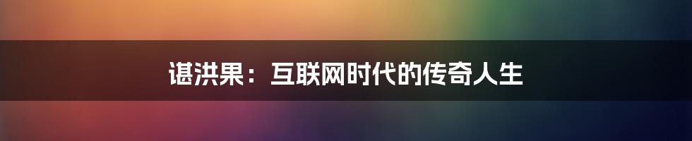 谌洪果：互联网时代的传奇人生