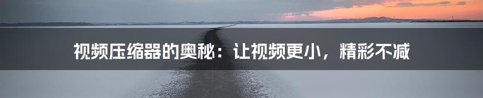 视频压缩器的奥秘：让视频更小，精彩不减