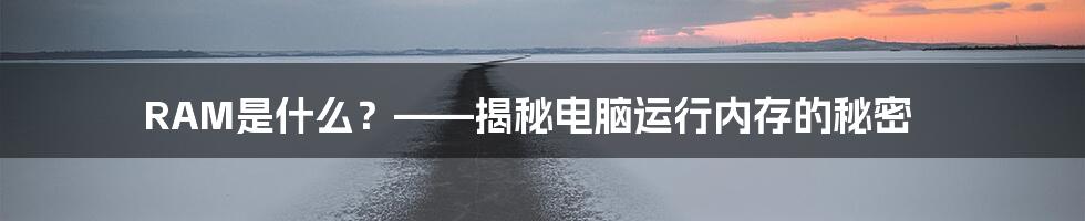 RAM是什么？——揭秘电脑运行内存的秘密