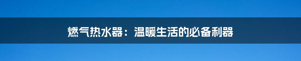 燃气热水器：温暖生活的必备利器