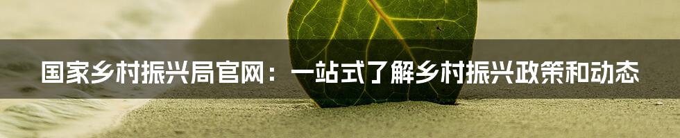 国家乡村振兴局官网：一站式了解乡村振兴政策和动态