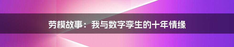 劳模故事：我与数字孪生的十年情缘