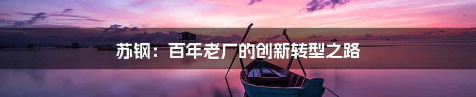 苏钢：百年老厂的创新转型之路