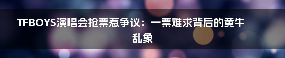 TFBOYS演唱会抢票惹争议：一票难求背后的黄牛乱象