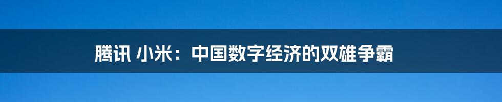 腾讯 小米：中国数字经济的双雄争霸