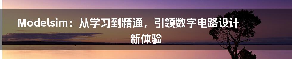 Modelsim：从学习到精通，引领数字电路设计新体验