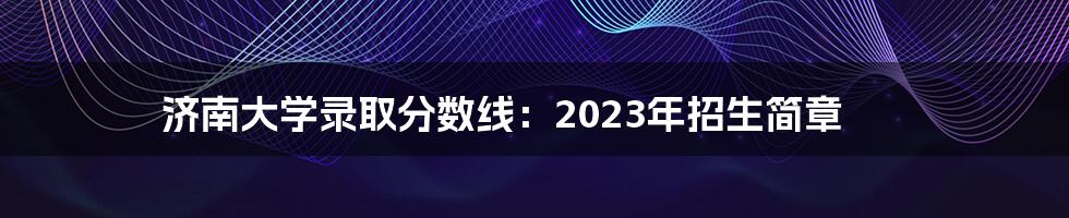 济南大学录取分数线：2023年招生简章