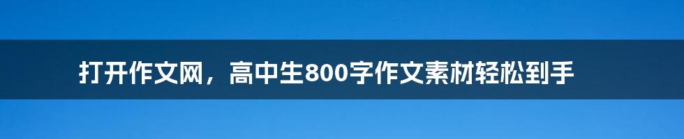 打开作文网，高中生800字作文素材轻松到手