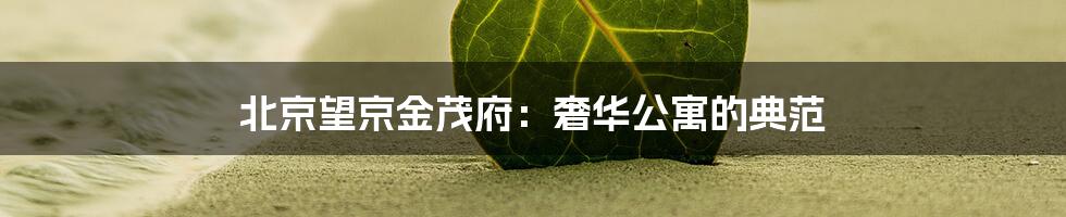 北京望京金茂府：奢华公寓的典范