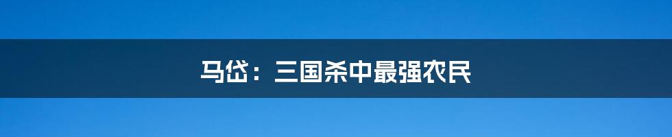 马岱：三国杀中最强农民