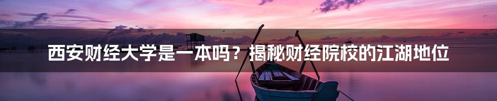 西安财经大学是一本吗？揭秘财经院校的江湖地位