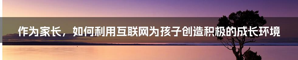 作为家长，如何利用互联网为孩子创造积极的成长环境