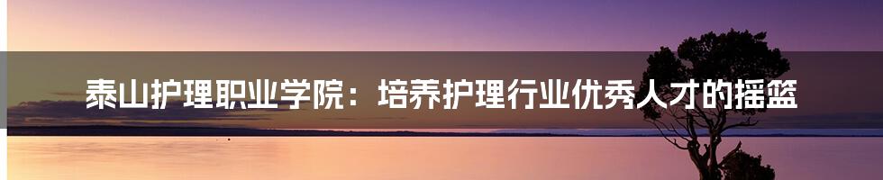 泰山护理职业学院：培养护理行业优秀人才的摇篮