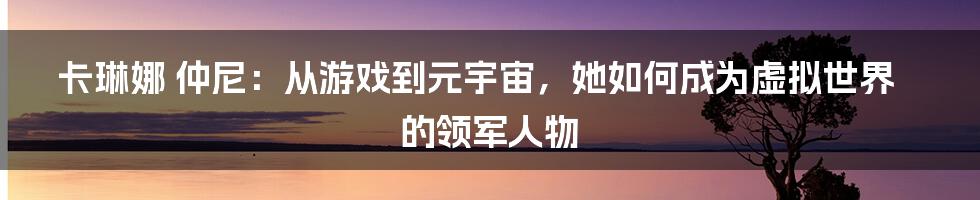 卡琳娜 仲尼：从游戏到元宇宙，她如何成为虚拟世界的领军人物