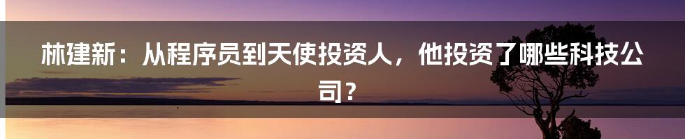 林建新：从程序员到天使投资人，他投资了哪些科技公司？