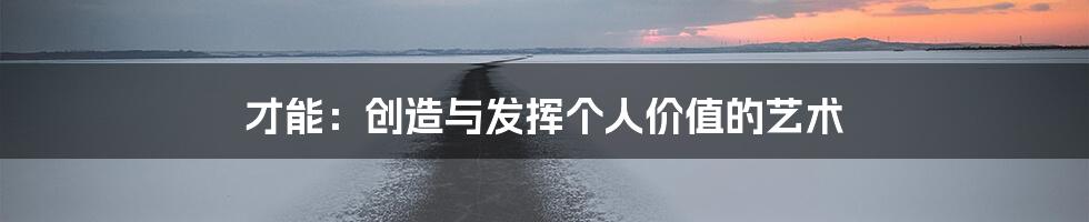 才能：创造与发挥个人价值的艺术