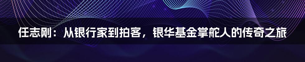 任志刚：从银行家到拍客，银华基金掌舵人的传奇之旅