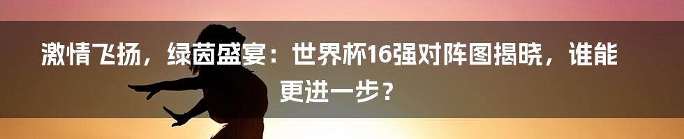 激情飞扬，绿茵盛宴：世界杯16强对阵图揭晓，谁能更进一步？