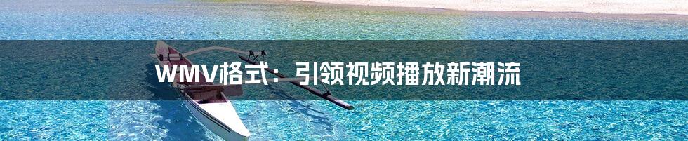 WMV格式：引领视频播放新潮流