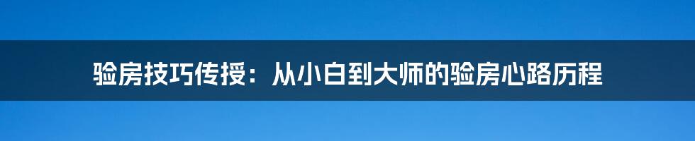 验房技巧传授：从小白到大师的验房心路历程