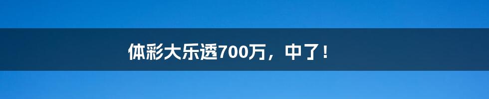 体彩大乐透700万，中了！