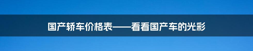 国产轿车价格表——看看国产车的光彩