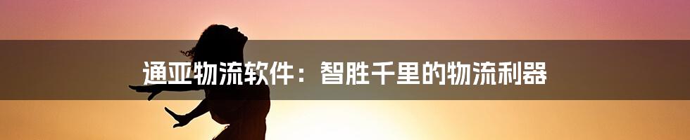 通亚物流软件：智胜千里的物流利器