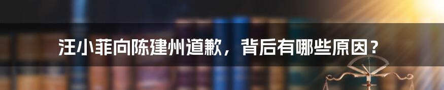 汪小菲向陈建州道歉，背后有哪些原因？