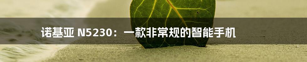 诺基亚 N5230：一款非常规的智能手机