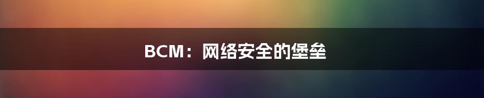 BCM：网络安全的堡垒