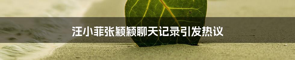 汪小菲张颖颖聊天记录引发热议