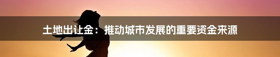 土地出让金：推动城市发展的重要资金来源