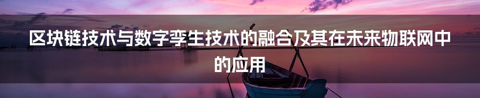 区块链技术与数字孪生技术的融合及其在未来物联网中的应用