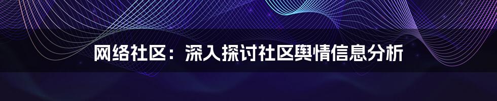 网络社区：深入探讨社区舆情信息分析