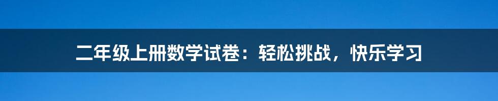 二年级上册数学试卷：轻松挑战，快乐学习