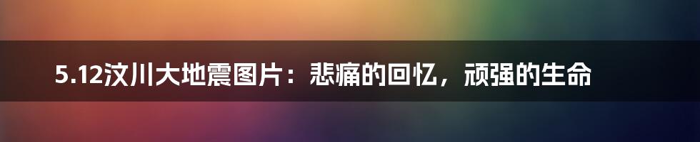 5.12汶川大地震图片：悲痛的回忆，顽强的生命