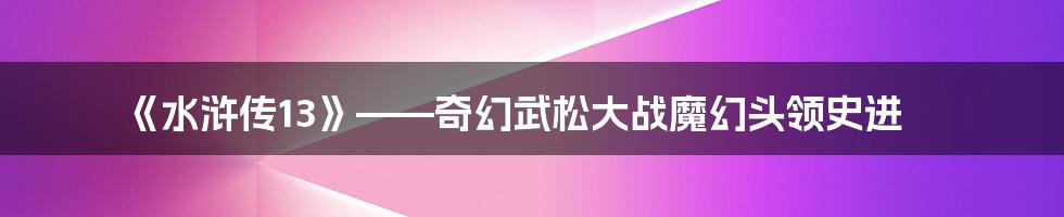 《水浒传13》——奇幻武松大战魔幻头领史进