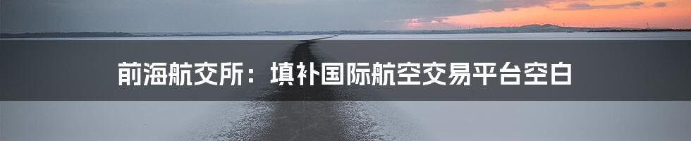 前海航交所：填补国际航空交易平台空白