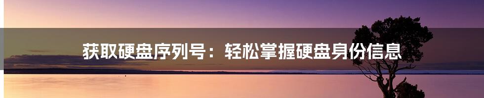 获取硬盘序列号：轻松掌握硬盘身份信息