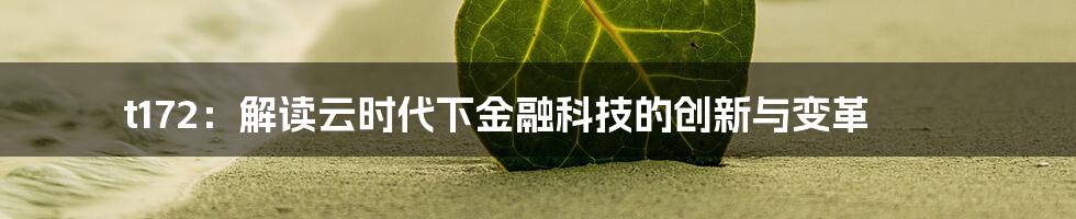 t172：解读云时代下金融科技的创新与变革