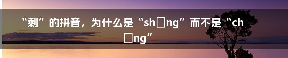 “剩”的拼音，为什么是“shèng”而不是“chèng”